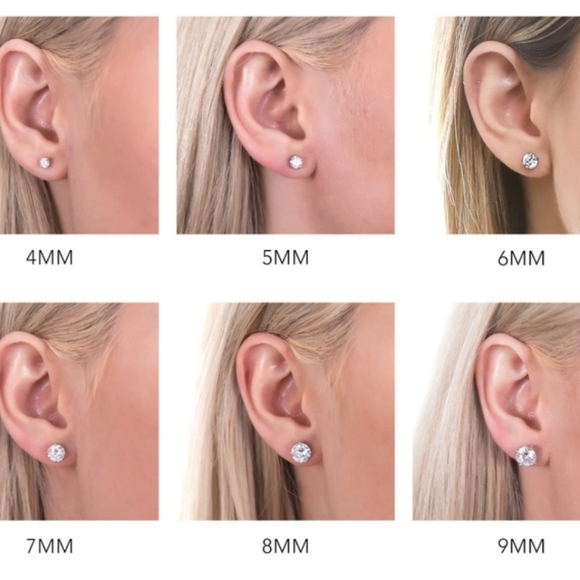 1 CTW Made with Swarovski Crystal Diamond Round Stud Earrings-4MM - Picture 4 of 5